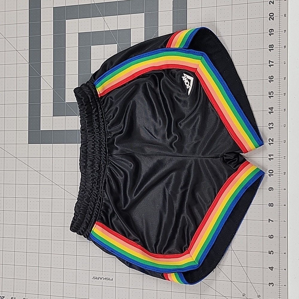 Girls pony rainbow shorts. Black size medium 10/12